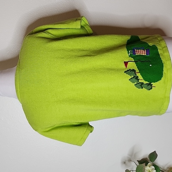 Vintage Classic Marisa Christina Green Golf Course Button Down Sweater Graphic - Picture 8 of 13
